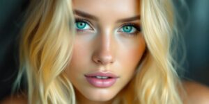 {"original_document": "Close-up of a person with blonde hair and green eyes."}