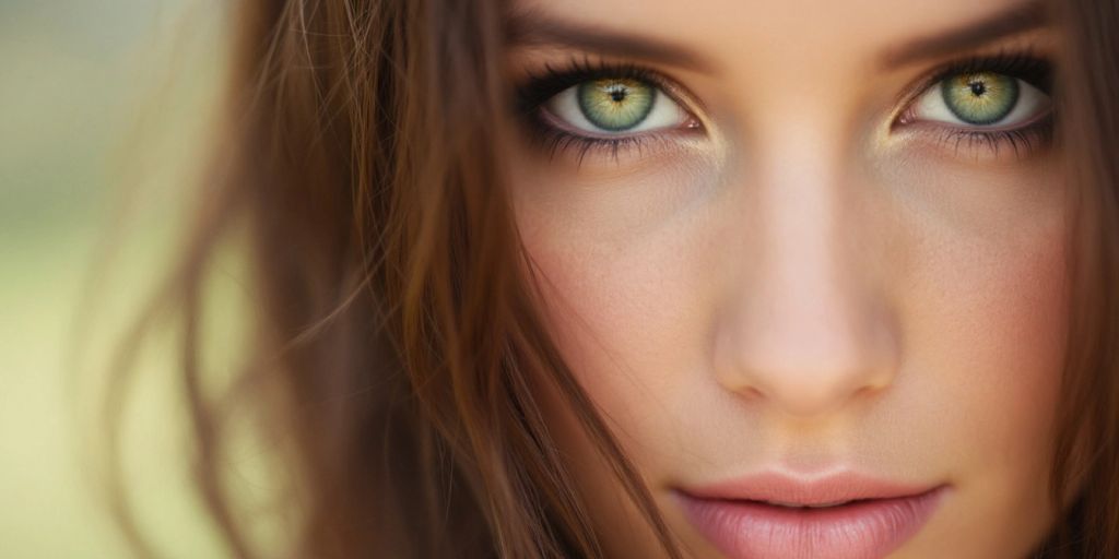 {"original_document": "Close-up of a person with brown hair and green eyes."}